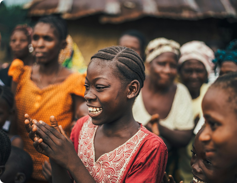 Smiling people in community